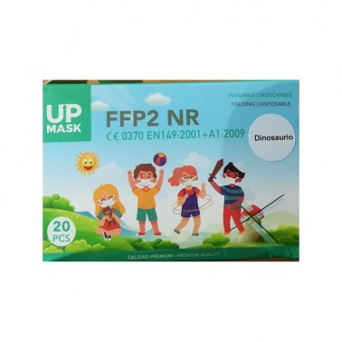 Mascarilla Infantil FFP2 NR Dinosaurios, Caja 20 un