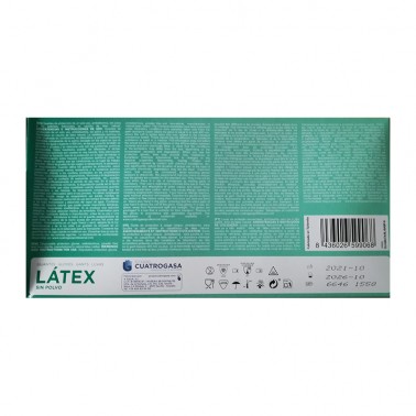 Guantes de Latex sin polvo T - S Cuatrogasa, 100 un.