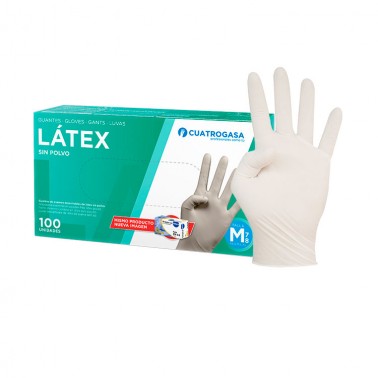 Guantes de Latex sin polvo T - M Cuatrogasa, 100 un.