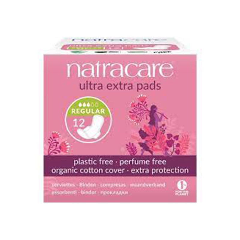 Compresa Normal con Alas Ultra Extra Natracare, 12 uds.