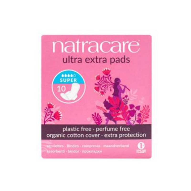 Compresa Super con Alas Ultra Extra Natracare, 10 uds.