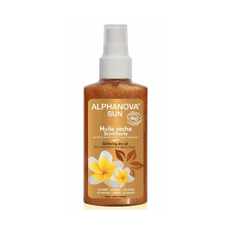Aceite Seco Radiante con Purpurina BIO Alphanova, 125 ml.