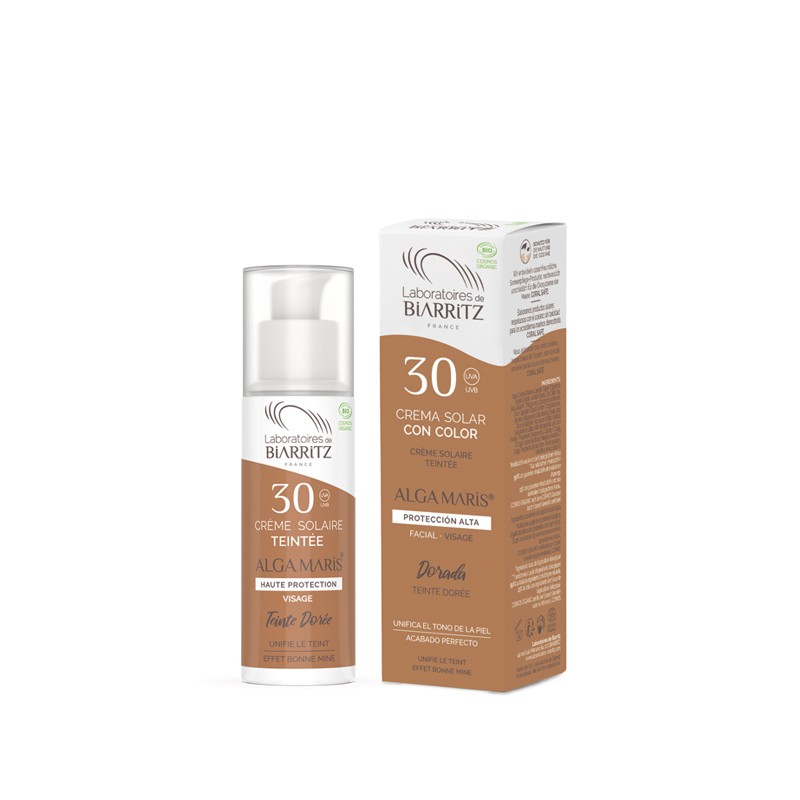 Algamaris Crema facial solar color dorado SPF30 BIO, 50 ml