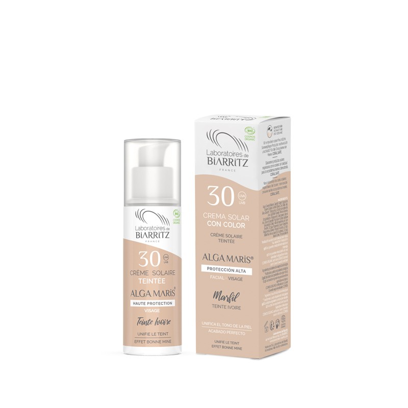 Algamaris Crema facial solar color Marfil SPF30 BIO, 50 ml