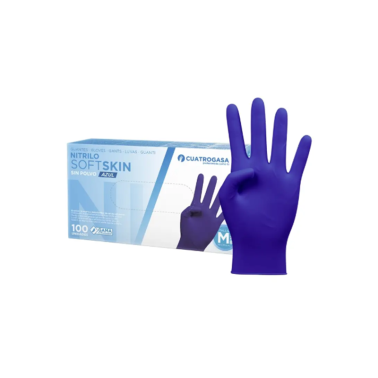 Guantes Nitrilo Soft Skin Azul T/XL Cuatrogasa, 100 un.