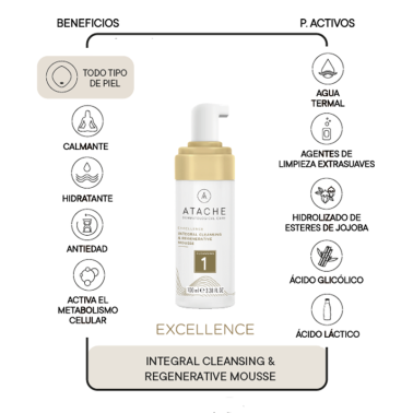 Excellence Mousse Limpiador facial Atache, 100 ml.