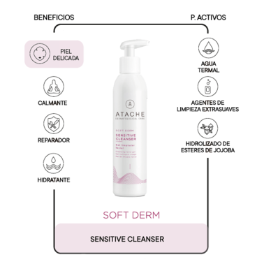 Soft Derm Sensitive Cleanser Gel Atache, 500  ml.