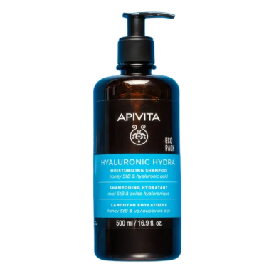 APIVITA Champú hidratante con ácido hialurónico y aloe, 500 ml.