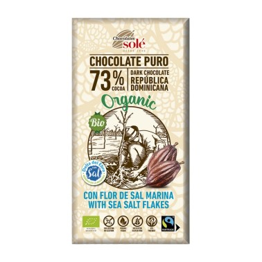 Chocolate Negro 73% Flor de Sal Chocolates Solé, 100 gr.