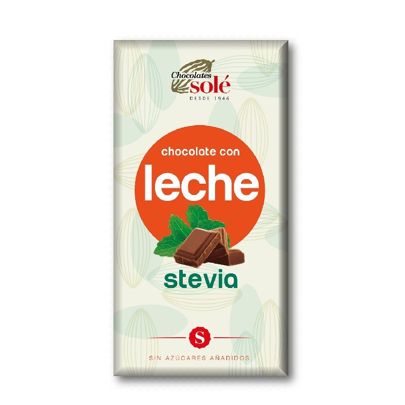 Chocolate con leche y Stevia Chocolates Solé, 100 gr.