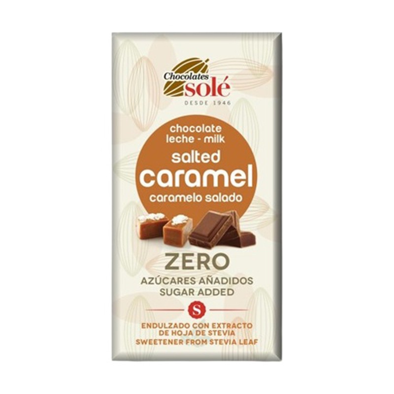 Chocolate con leche Caramelo Salado y Stevia Chocolates Solé, 100 gr.