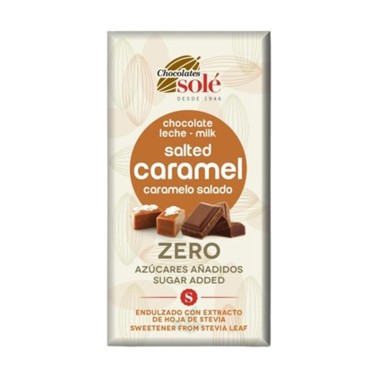 Chocolate con leche Caramelo Salado y Stevia Chocolates Solé, 100 gr.