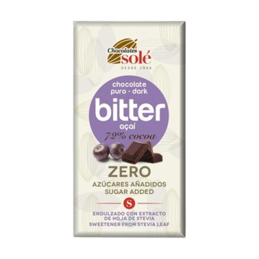 Chocolate Negro 72% con Açai y Stevia Chocolates Solé, 100 gr.