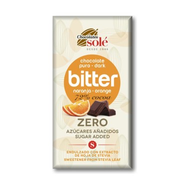 Chocolate Negro 72% con Naranja y Stevia Chocolates Solé, 100 gr.