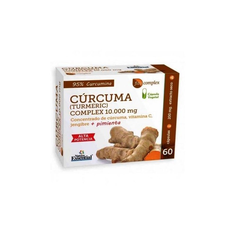 Curcuma 10.000 mg. + Jengibre + Pimienta Nature Essential, 60 cap.
