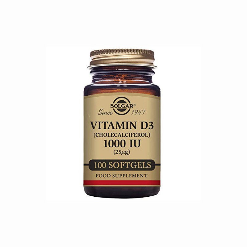 Vitamina D3 1000 ui (25 mcg) Solgar, 100 cap. blandas