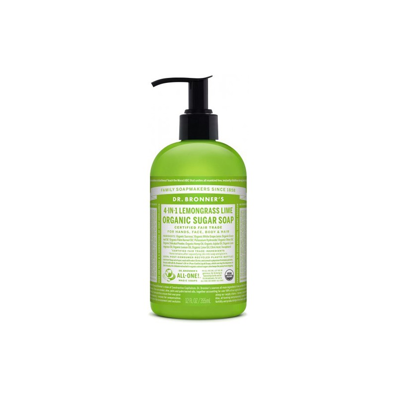 Jabón de azúcar Lemongrass-lima Dr. Bronner´s 355 ml.