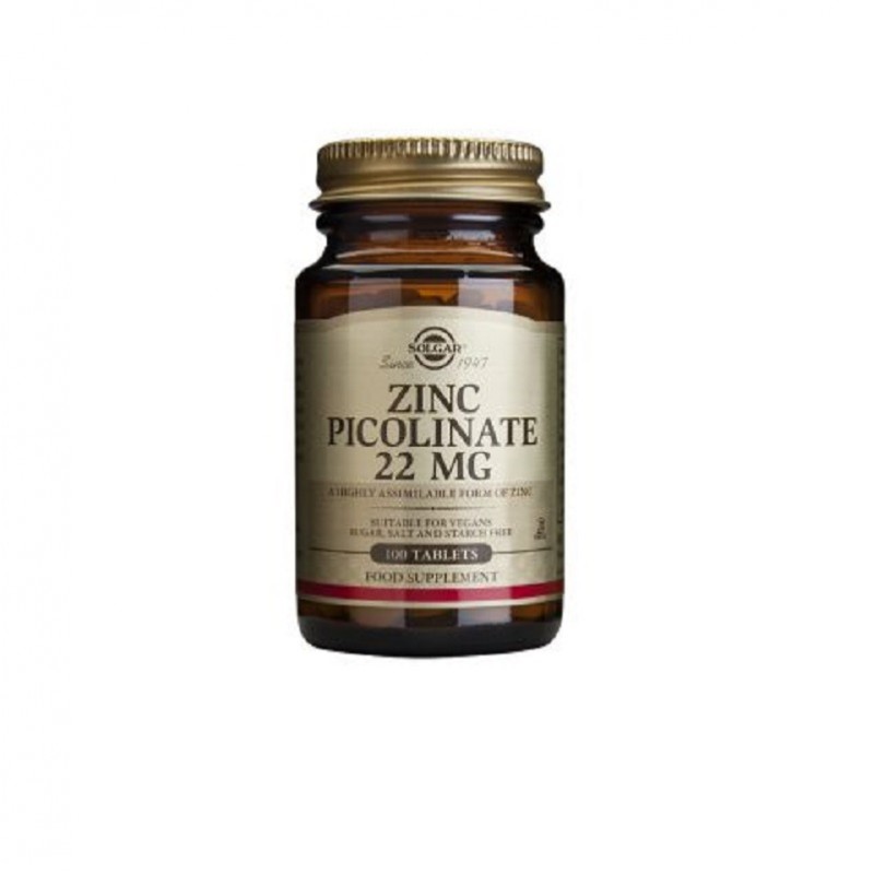 Zinc Picolinato 22mg Solgar, 100 comp.