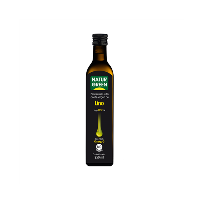 Aceite de Lino 1a presión en frío NaturGreen Bio, 250 ml.