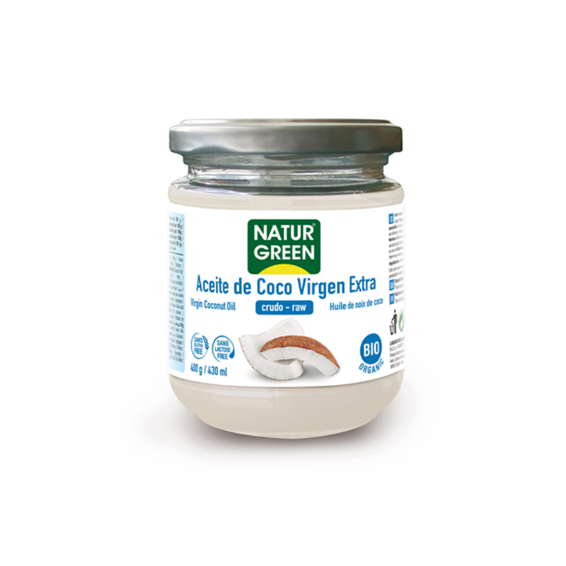 Aceite Virgen de Coco 1ª presión frío NaturGreen Bio, 400 gr.