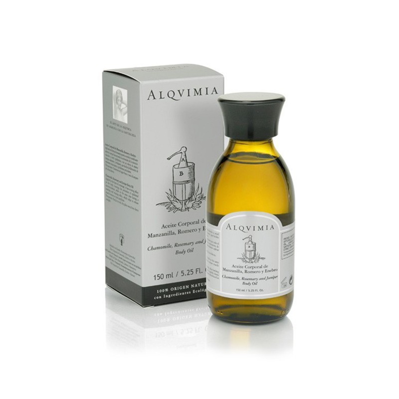 Aceite Corporal Manzanilla Romero Enebro Alqvimia, 150 ml.