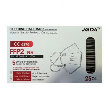 Mascarilla FFP2 NR CE0370 EN 149:2001 + A12009 NEGRA, 1 unidad