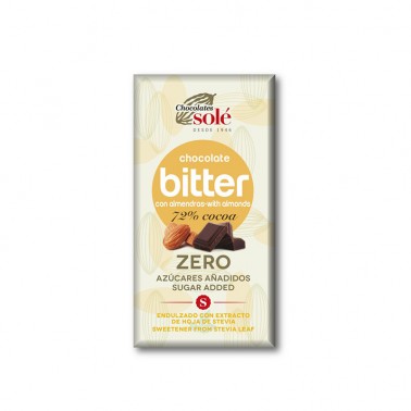 Chocolate Negro 72% con Almendras y Stevia Chocolates Solé, 100 gr.