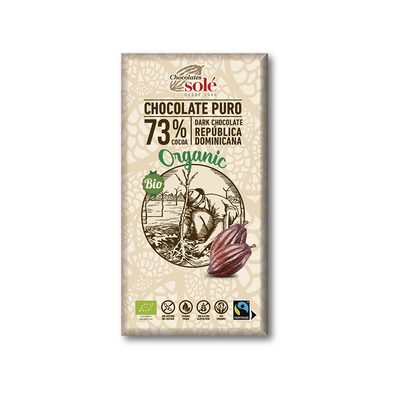 Chocolate Negro 73% Chocolates Solé, 100 gr.