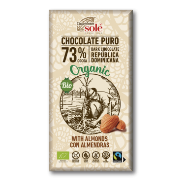Chocolate Negro 73% con Almendras Chocolates Solé, 100 gr.