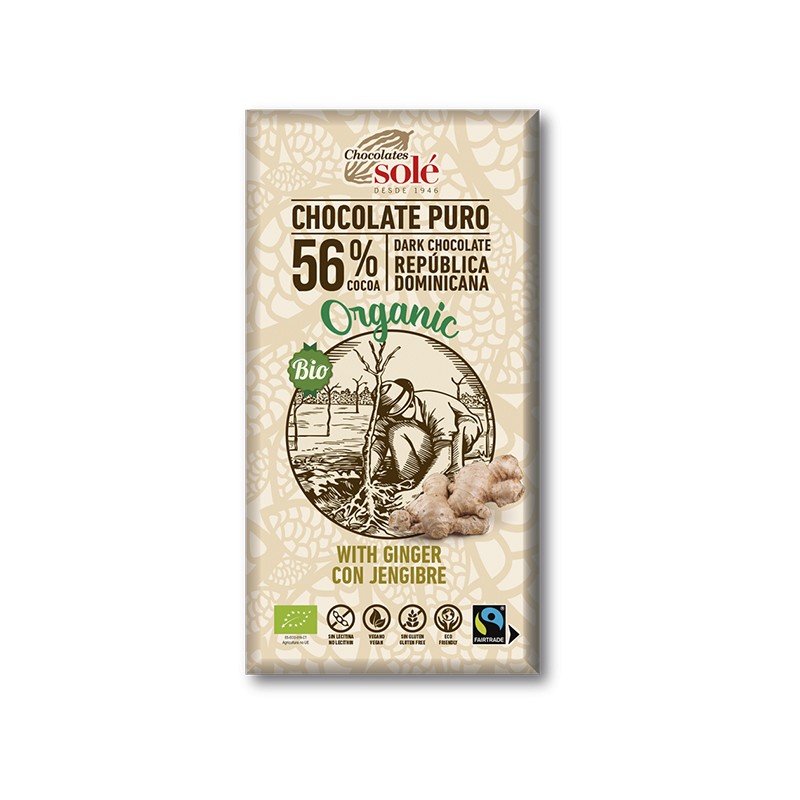 Chocolate Negro con Jengibre Chocolates Solé, 100 gr.