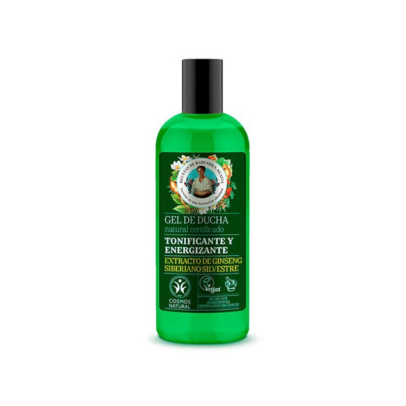 Gel de Ducha Energizante y Tonificante Vegan Green Agafia, 260 ml.